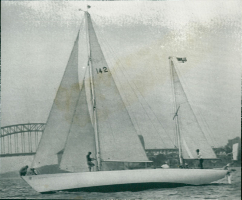 Chichester's Gipsy Moth IV during sea trials in Sydney Harbour - Vintage Photograph