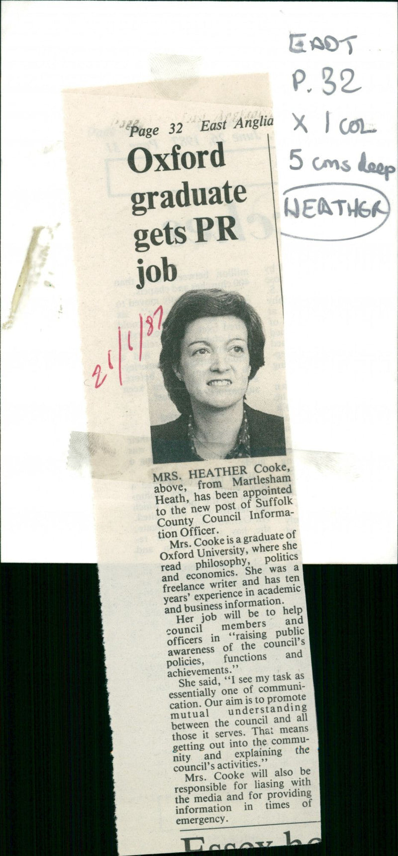 1986 OFFICER MEMBERS WRITER - Vintage Photograph