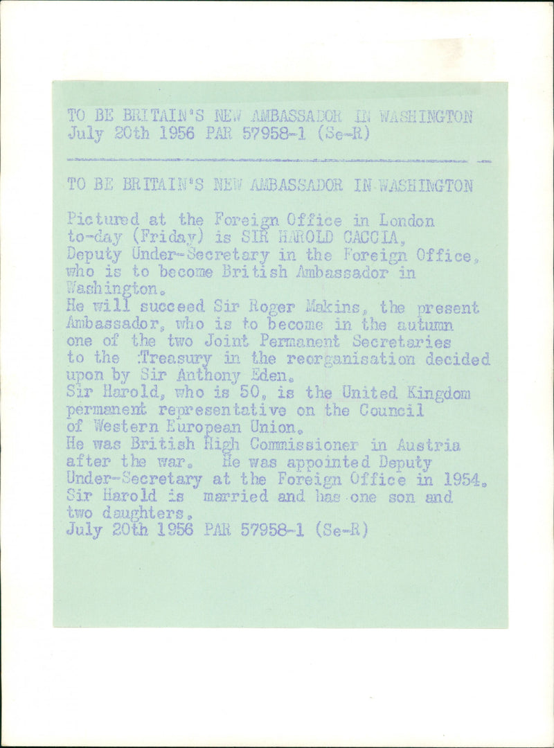 Harold Caccia, British diplomat - Vintage Photograph