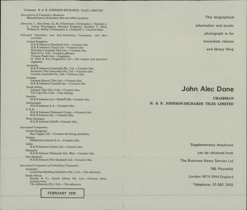 John Alec Done - Vintage Photograph