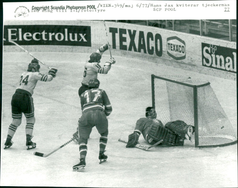 Hans Jax has acknowledged 1-1 and Mats Ãhlberg raises the club - Vintage Photograph