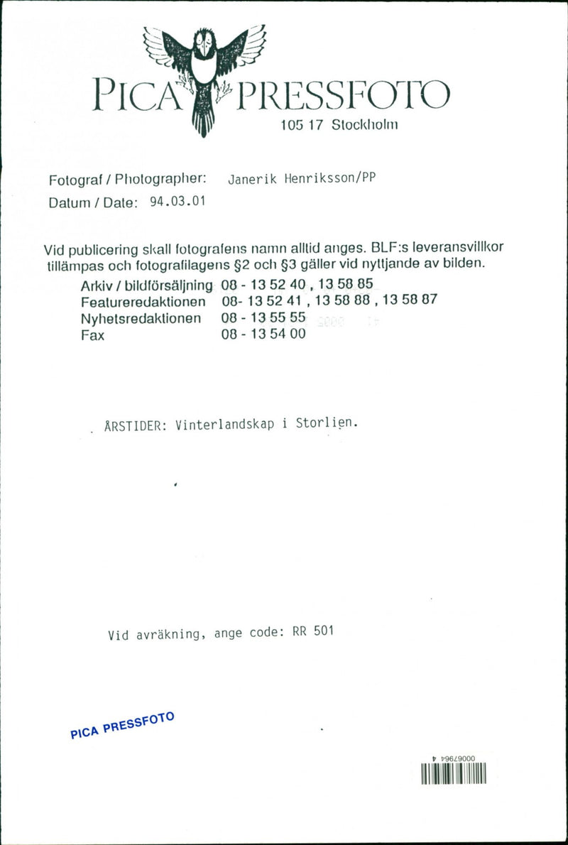 SALE ARCHIVEPICTURE DESK LANDSCAPE IMAGE HENRIKSSON JANERIK SWEDEN - Vintage Photograph