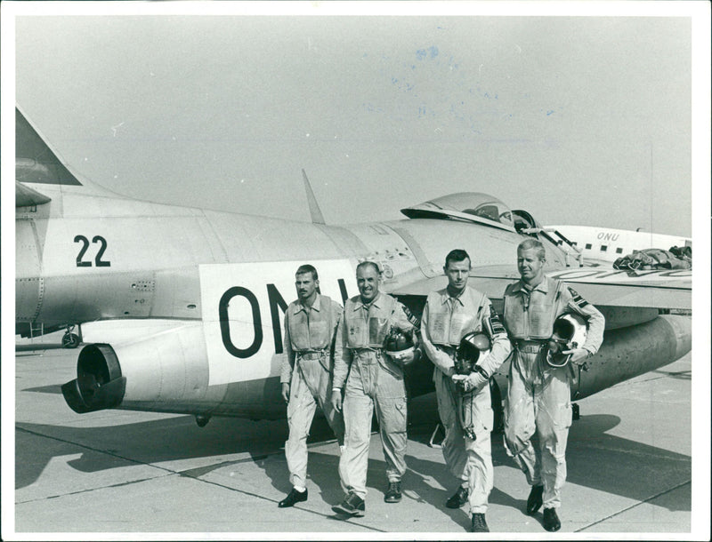 The four fighter planes, Bjarne Gustavsson, Dick Stenberg, Stig Abrahamsson, and Michael von Rosen - Vintage Photograph
