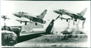 US F-100 attack planes launch - Vintage Photograph