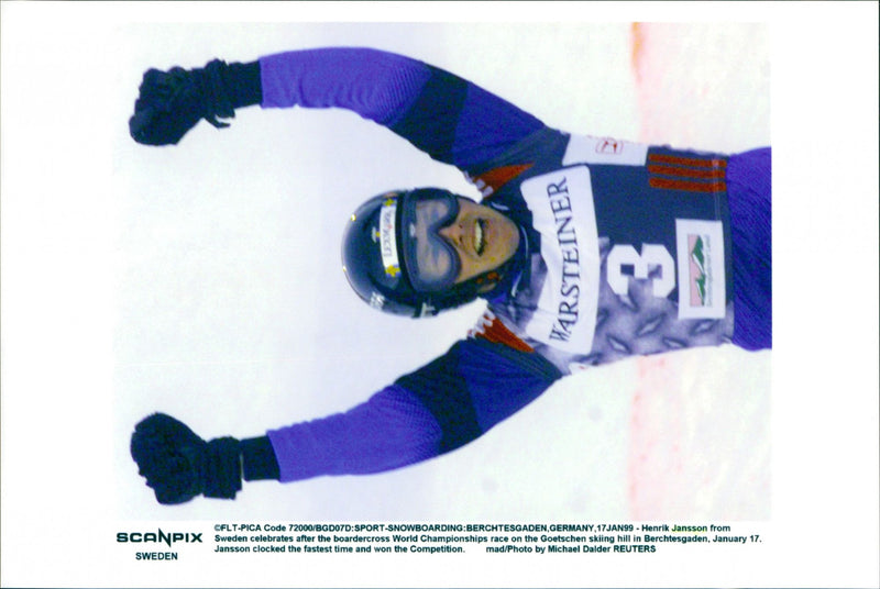 Henrik Jansson, winner of the snowboarding World Cup - Vintage Photograph