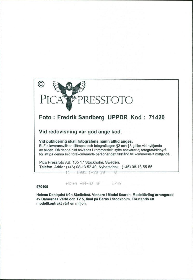 Profession "Men's Boots Model, Helena Dahlquist - Vintage Photograph