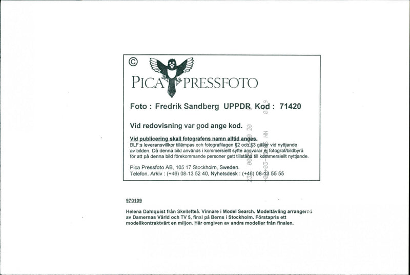 Profession "Men's Boots Model, Helena Dahlquist - Vintage Photograph