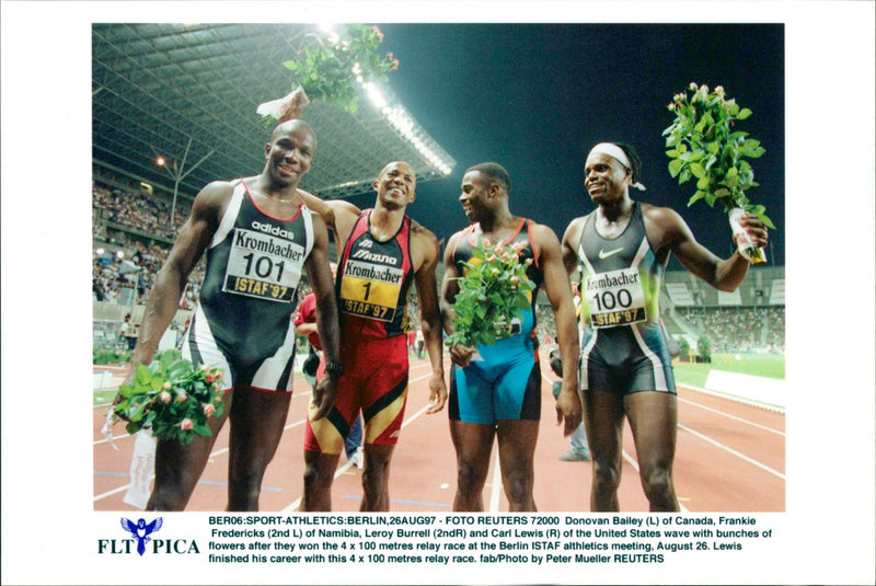 Donovan Bailey,  Frankie Fredericks,  Leroy Burrell, and Carl Lewis - Vintage Photograph