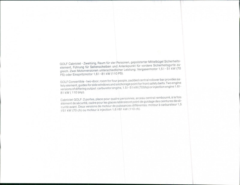 VW Golf Convertible - Vintage Photograph