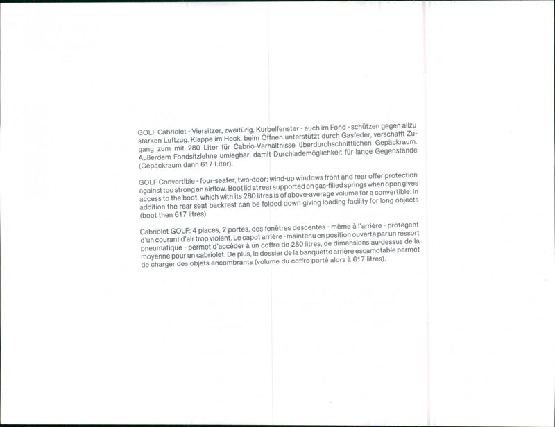 VW Golf Convertible - Vintage Photograph