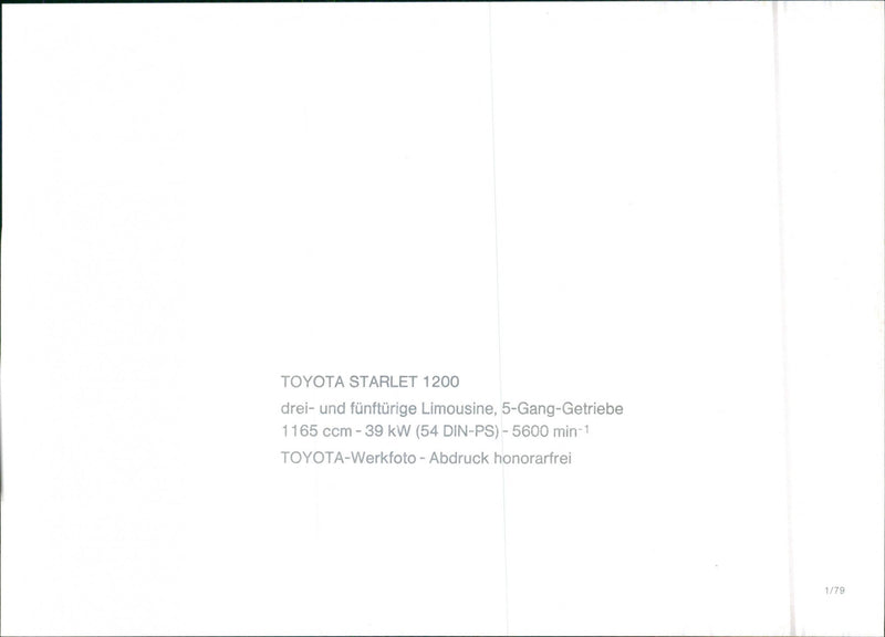 Toyota Starlet 1200. - Vintage Photograph