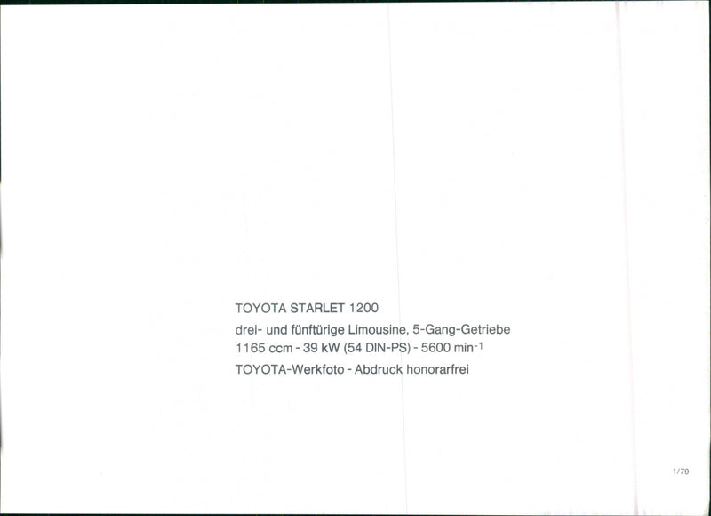 Toyota Starlet 1200. - Vintage Photograph