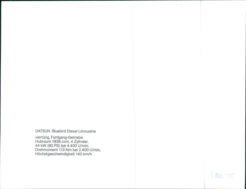 Datsun Bluebird Diesel Limousine - Vintage Photograph