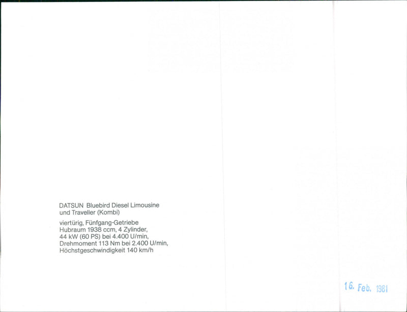 Datsun Bluebird Diesel Limousine - Vintage Photograph