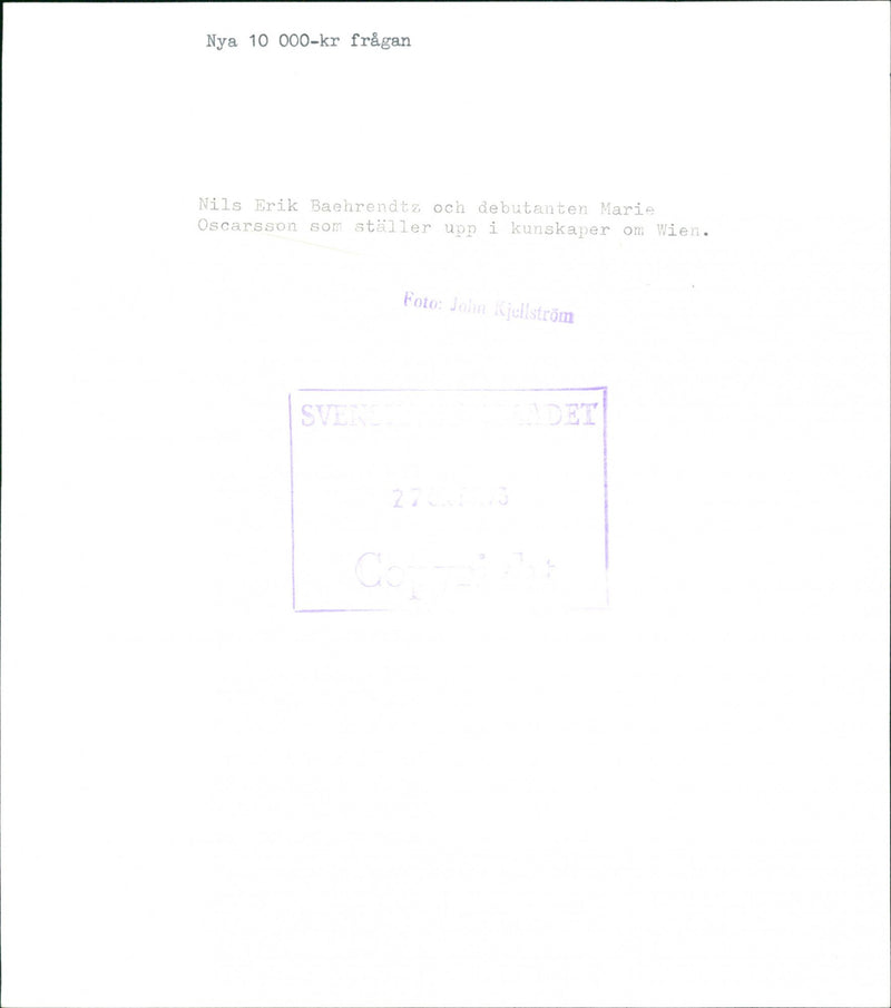 TV-Program: The new SEK 10,000 question - Vintage Photograph