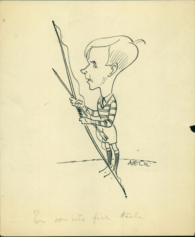 Drawing from the archery competitions "One who could not compete" - Vintage Photograph