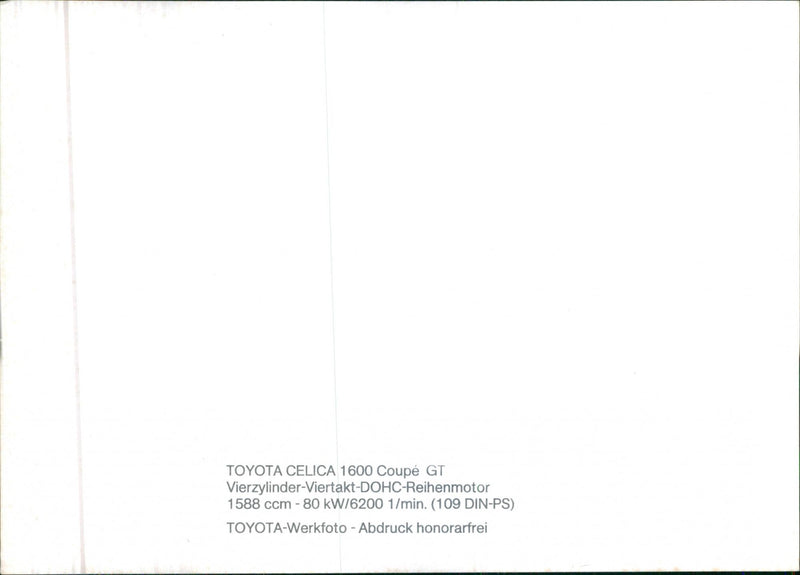 Toyota Celica 1600 Coupé GT, - Vintage Photograph