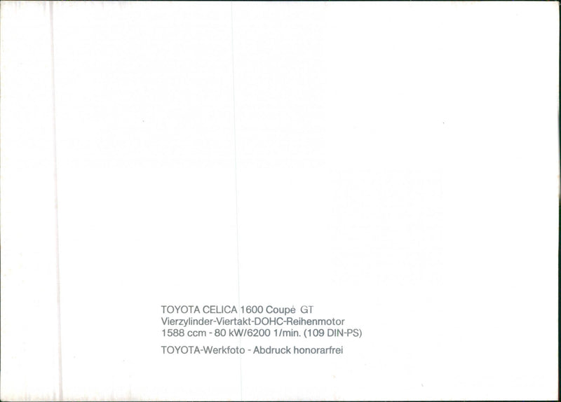 Toyota Celica 1600 Coupé GT - Vintage Photograph