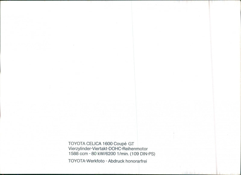 Toyota Celica 1600 Coupe GT - Vintage Photograph