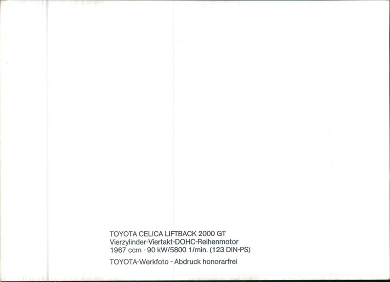 Toyota Celica Liftback 2000 GT - Vintage Photograph