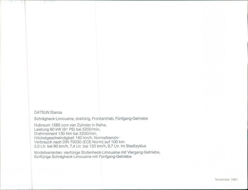 Datsun Stanza. - Vintage Photograph