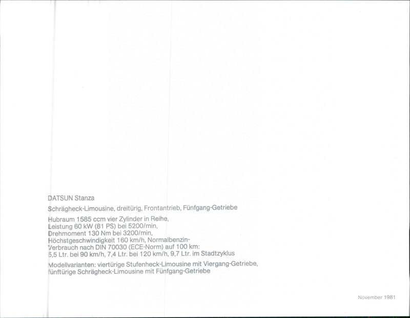 Datsun Stanza. - Vintage Photograph