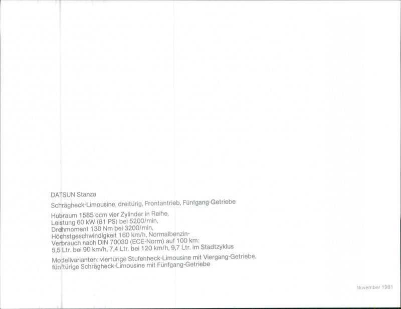 Datsun Stanza. - Vintage Photograph