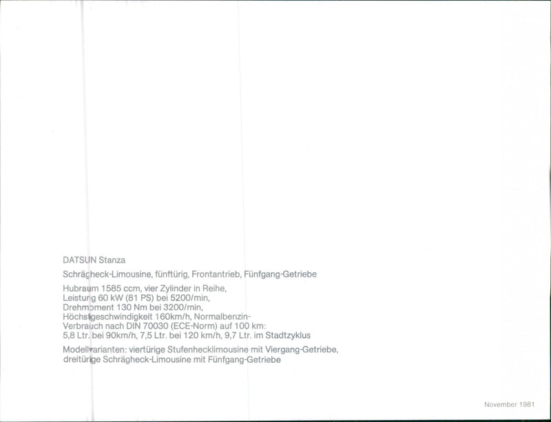 Datsun Stanza. - Vintage Photograph