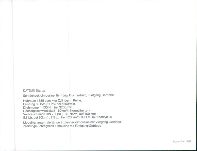 Datsun Stanza. - Vintage Photograph