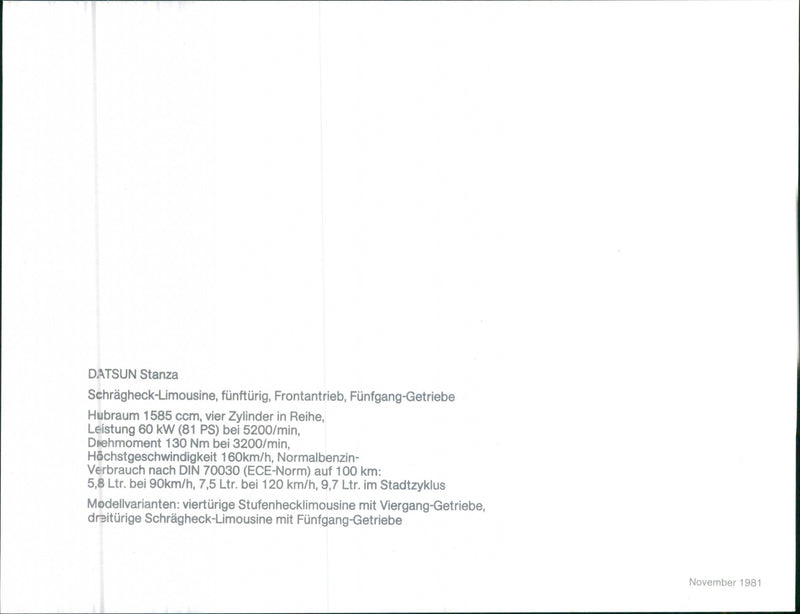 Datsun Stanza. - Vintage Photograph
