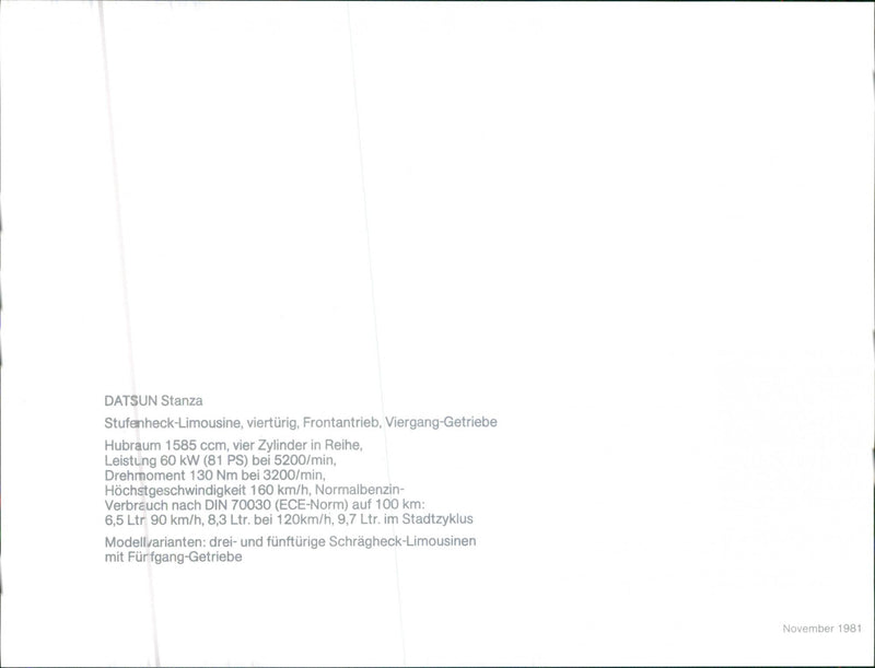 Datsun Stanza. - Vintage Photograph