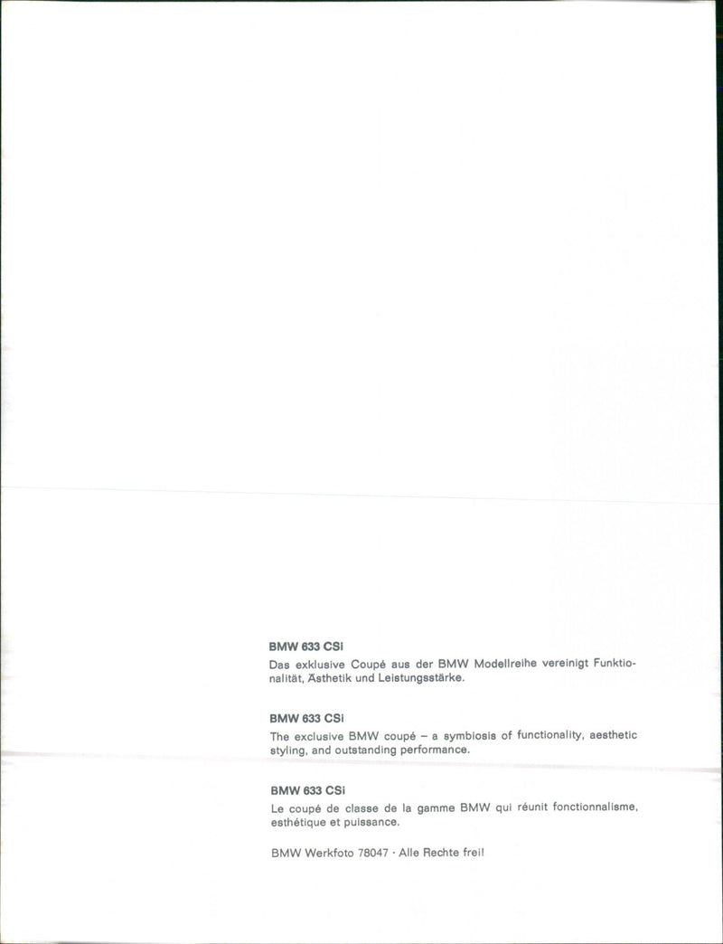 BMW 633 CSi - Vintage Photograph