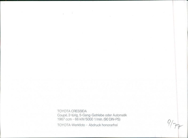 Toyota Cressida Coupe II 1977 - Vintage Photograph