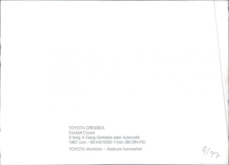 Toyota Cressida Cockpit Coupe 1977 - Vintage Photograph