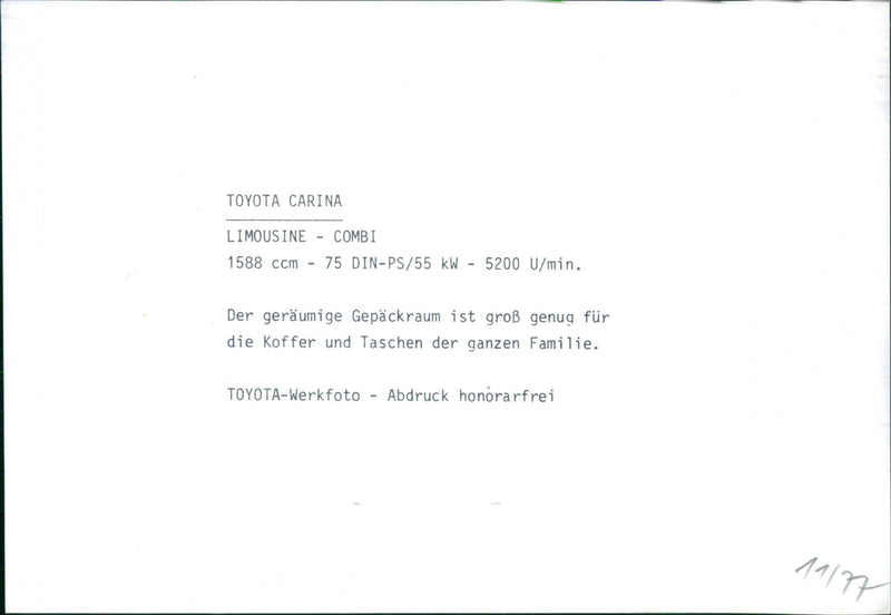 Toyota Carina. - Vintage Photograph