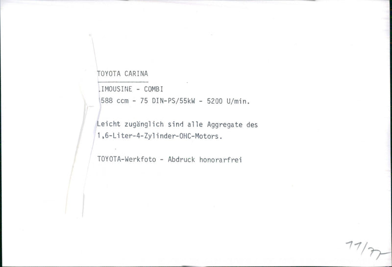 Toyota Carina. - Vintage Photograph