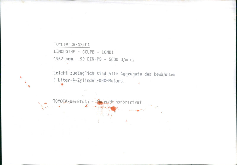 Toyota Cressida Limousine - Coupe - Combi- 1967. - Vintage Photograph