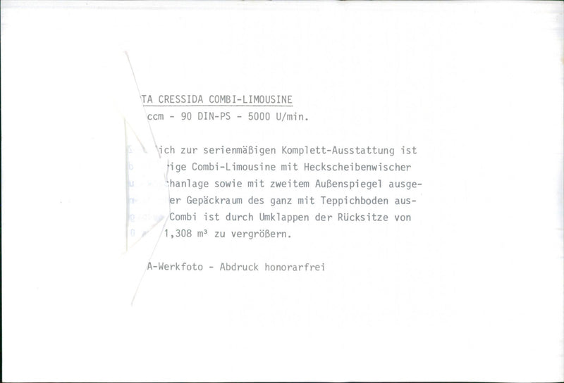 Toyota Cressida Limousine - Coupe - Combi 1967. - Vintage Photograph