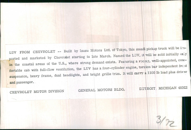 Chevrolet LUV - Vintage Photograph