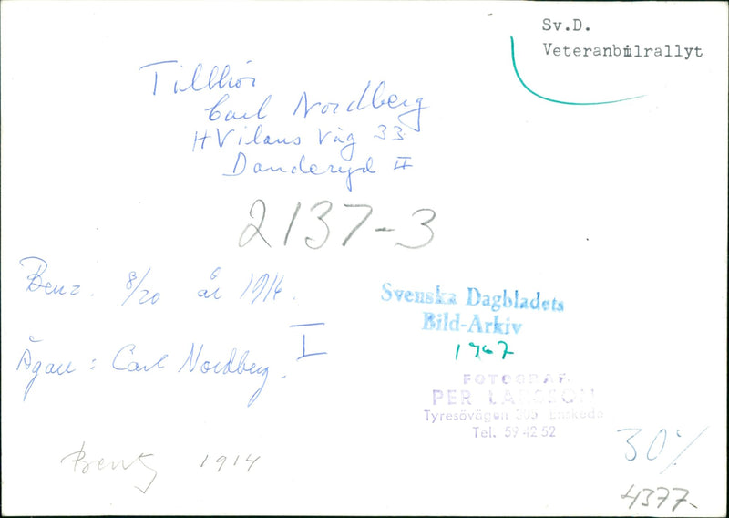 Marieberg Veteran car rally 1967 - Vintage Photograph