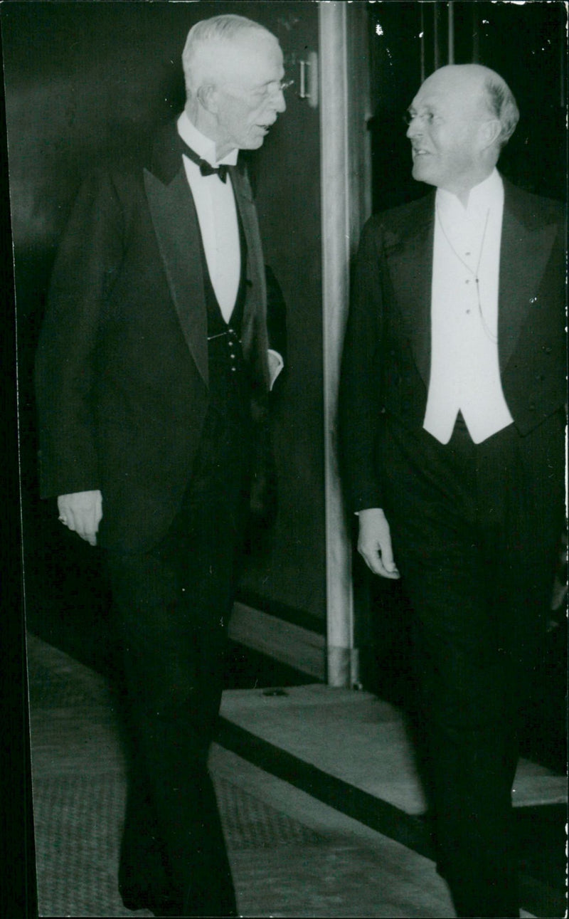 King Gustaf V and Chamberlain Aminoff at the Toscanini concert - Vintage Photograph