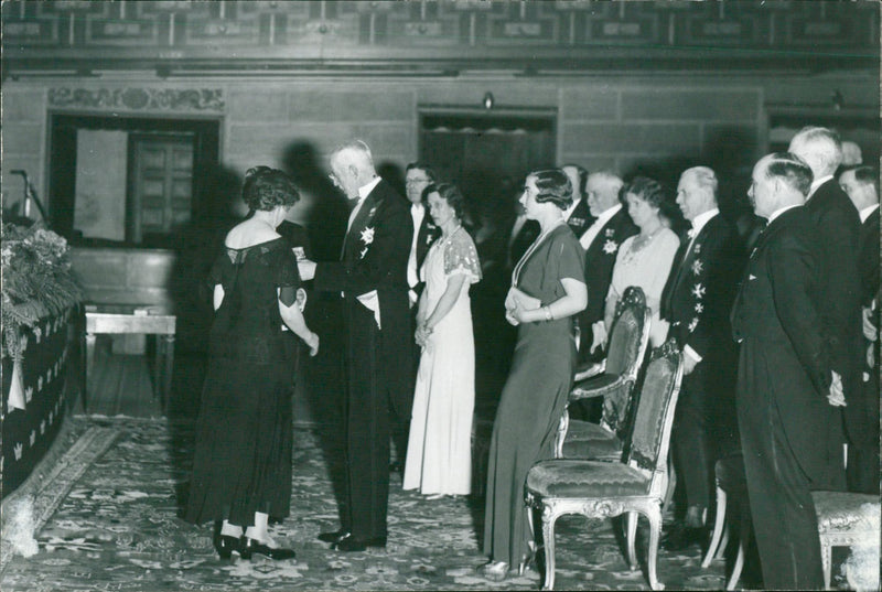 King Gustaf V awards medals at Postsparbanken's anniversary party in the Concert Hall - Vintage Photograph