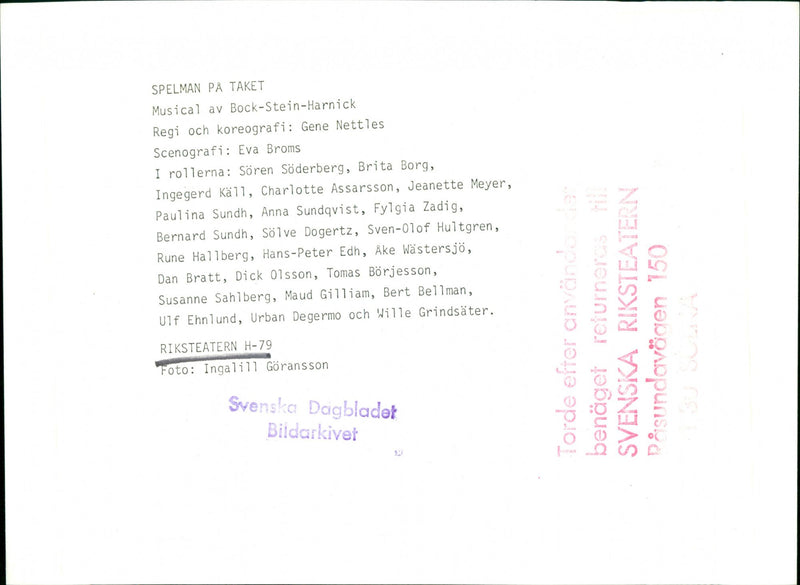 From the musical Spelman on the roof with Riksteatern - Vintage Photograph