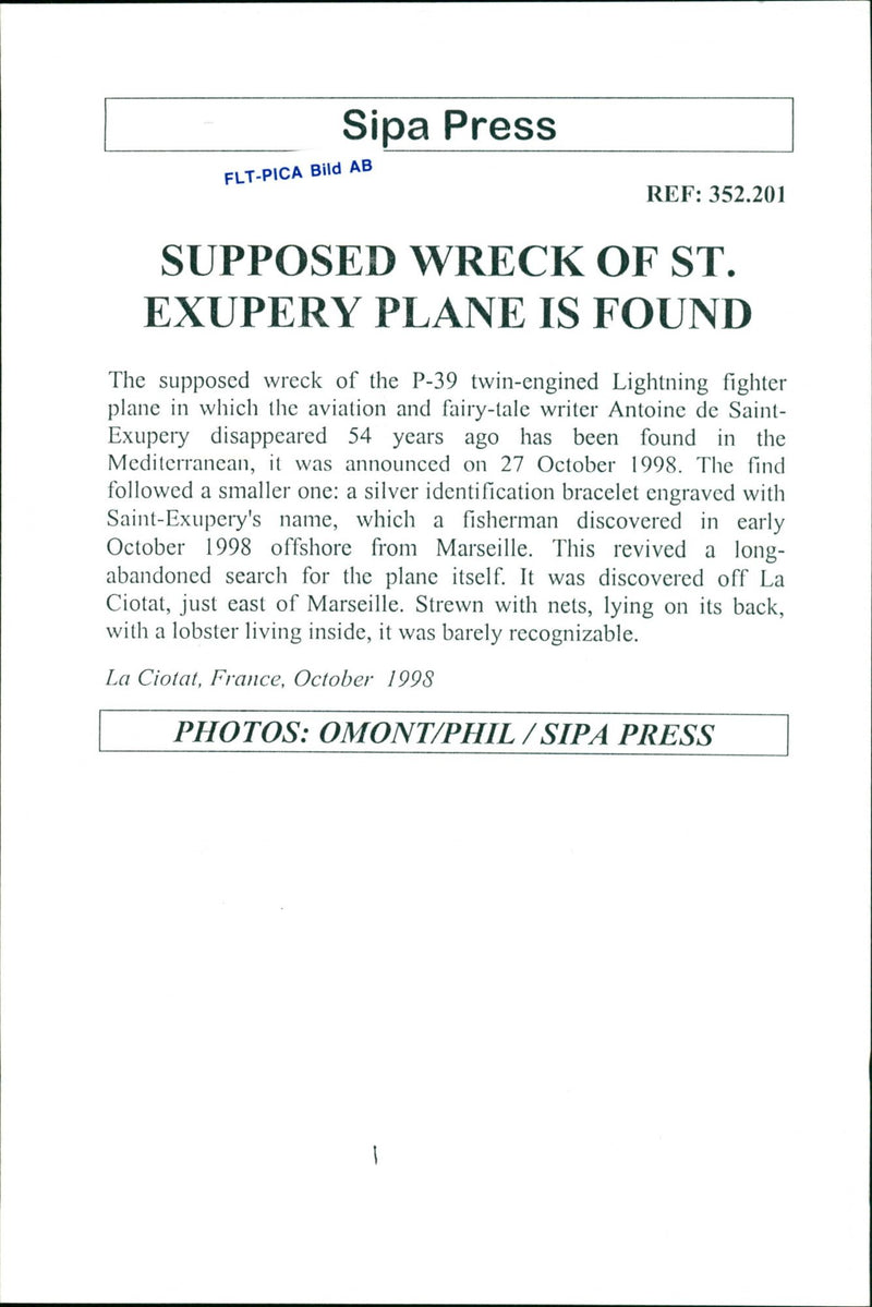 1998 PICA HAS NOTIFICATION TWIN DISCO EARLY LIGHTNING FRANCE PRESS WRITER - Vintage Photograph