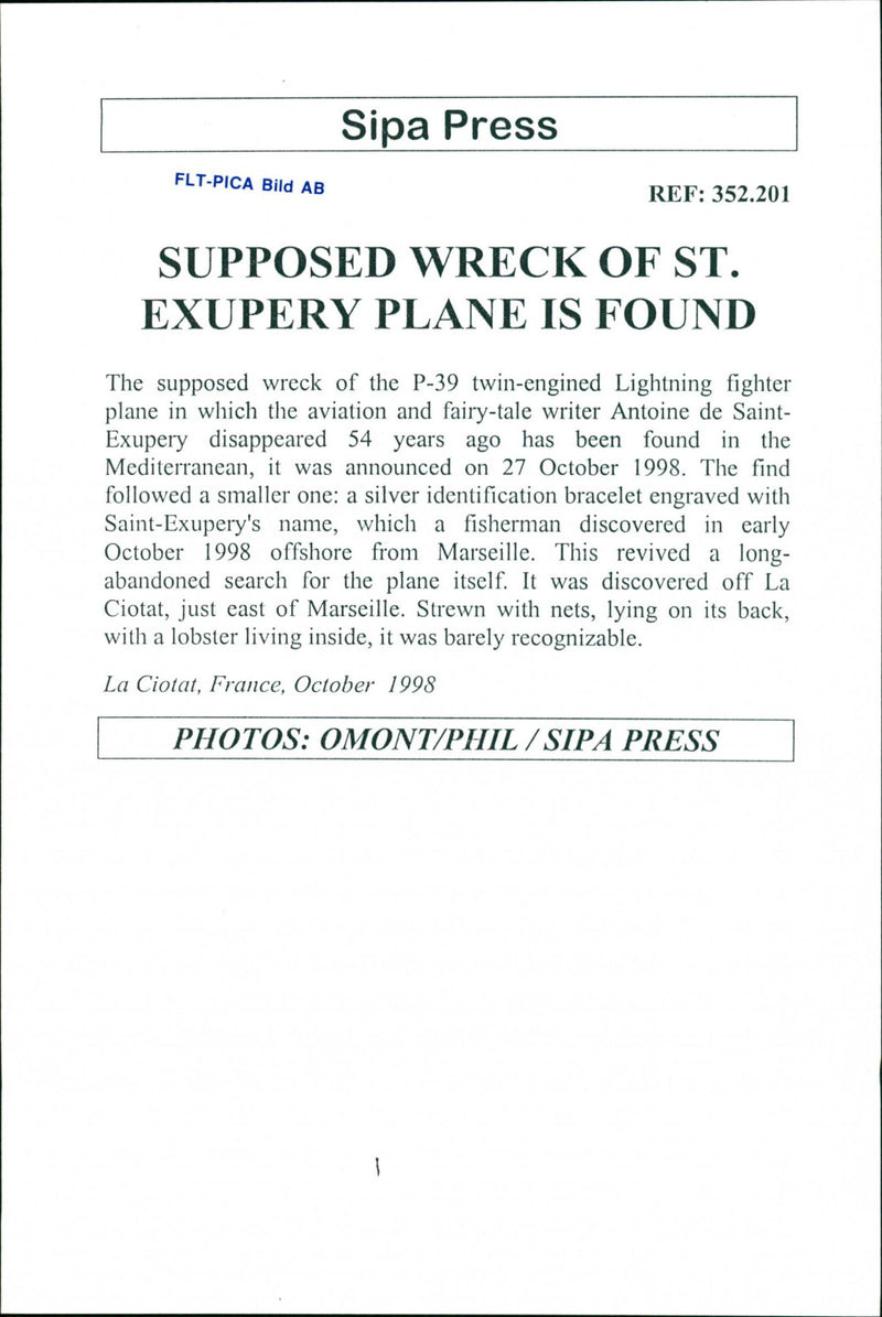 1998 PICA HAS NOTIFICATION TWIN DISCO EARLY LIGHTNING FRANCE PRESS WRITER - Vintage Photograph