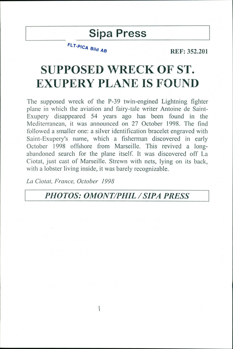 1998 PICA HAS NOTIFICATION TWIN DISCO EARLY LIGHTNING FRANCE PRESS WRITER - Vintage Photograph