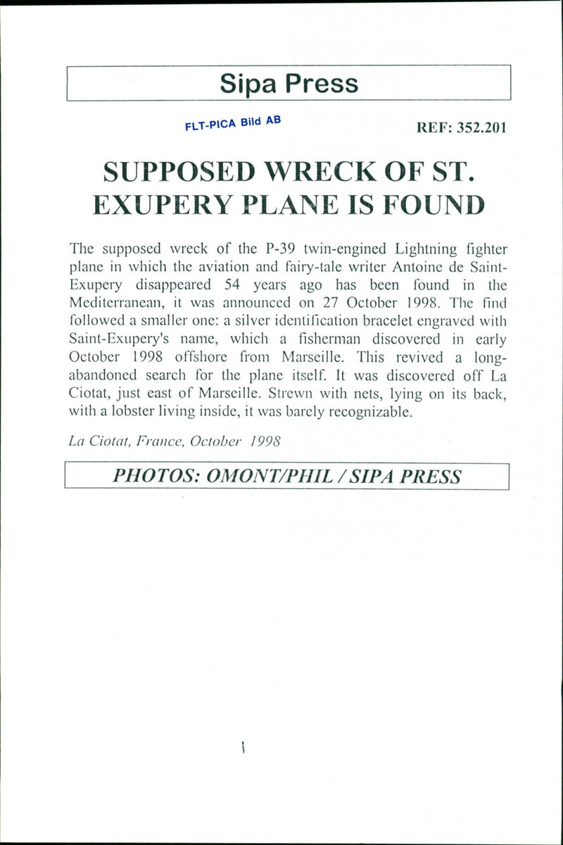 1998 PICA HAS NOTIFICATION TWIN DISCO EARLY LIGHTNING FRANCE PRESS WRITER - Vintage Photograph