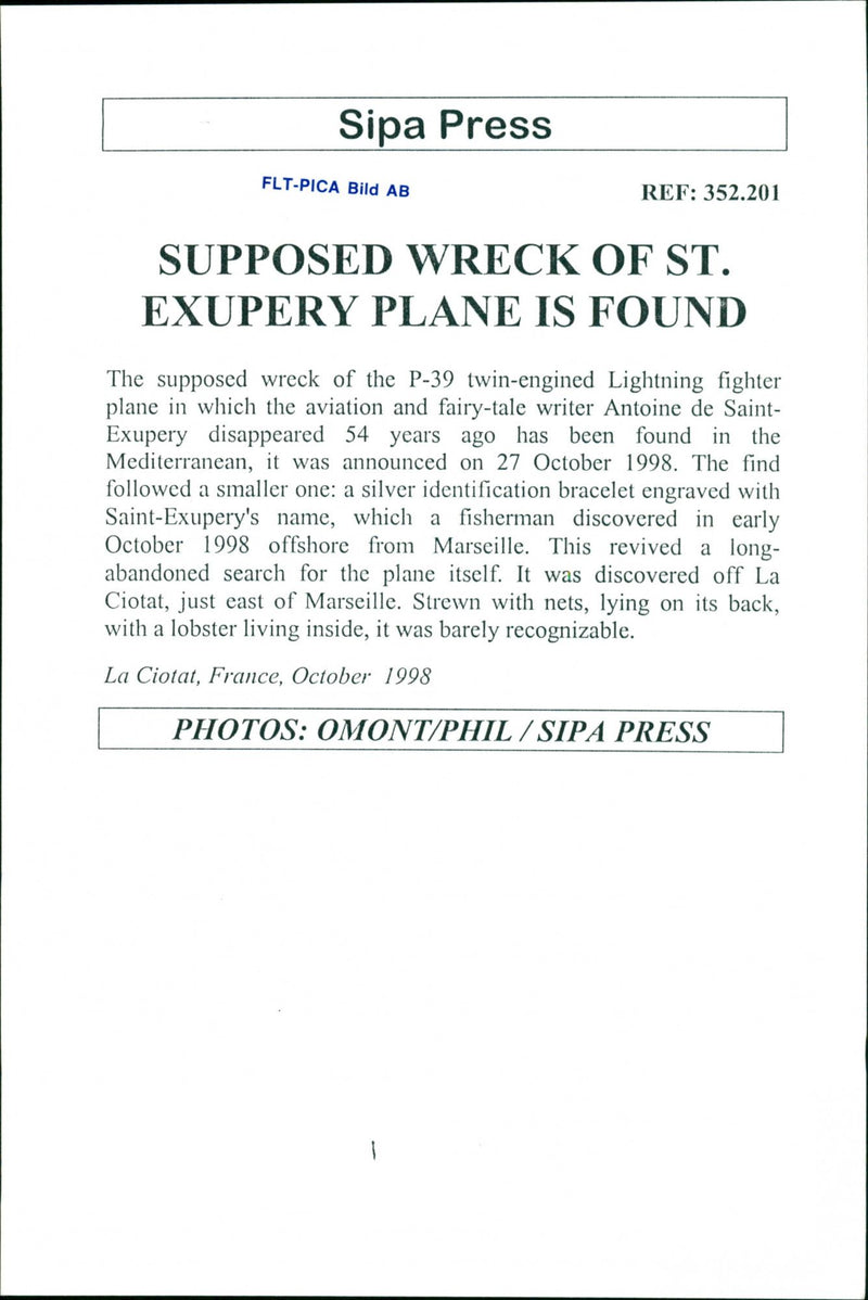 1998 PICA HAS NOTIFICATION TWIN DISCO EARLY LIGHTNING FRANCE PRESS WRITER - Vintage Photograph