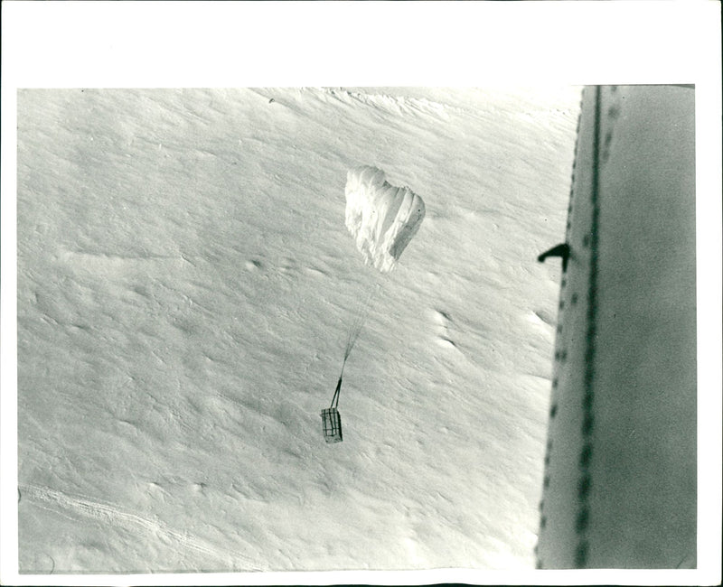 A box of supplies thrown down from a Hercules plane to the British transarctic expedition - Vintage Photograph