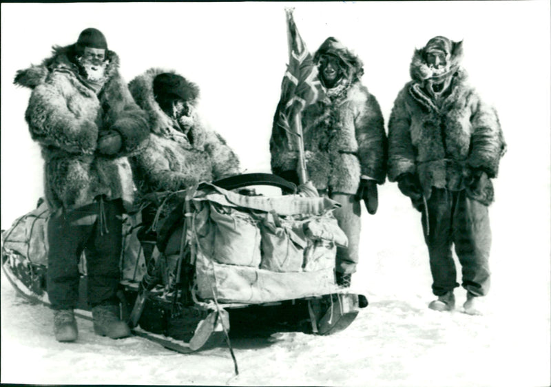 Wally Herbert, Allan Gill, Fritz Koerner and Ken Hedges at the end of the British Transarctic Expedition - Vintage Photograph